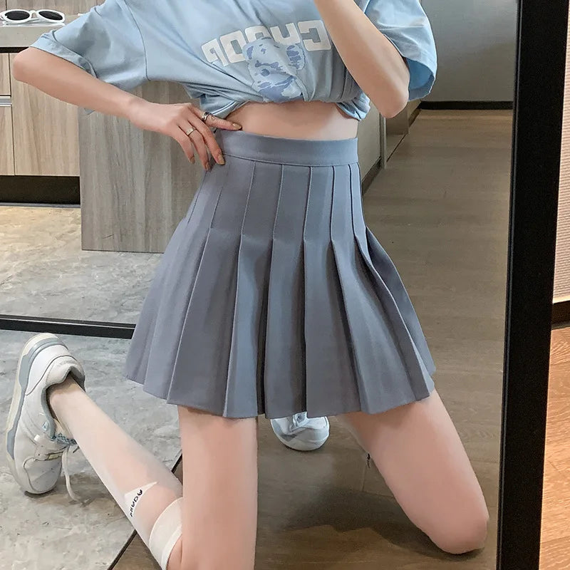 Zipper Pleated  High Waist Skirts
