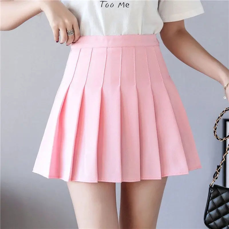Zipper Pleated  High Waist Skirts