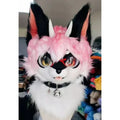 Pink  Long Fur Fox Fursuit (head)
