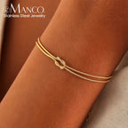 EMancoStainless Steel Gold Plated Knotted  Bracelets