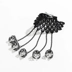 IngeSight.Z Gothic Black Open Ring Lace Long Link Chain Bracelet