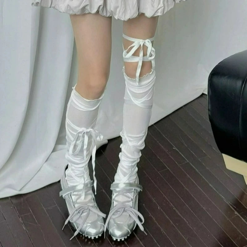 Bowknot Lace-Up Socks