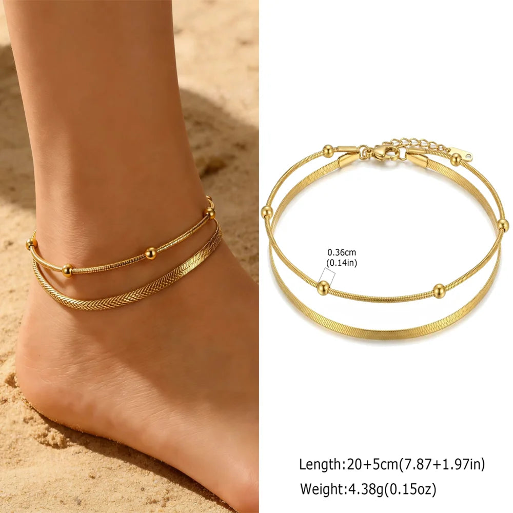 Stainless Steel Heart Anklets