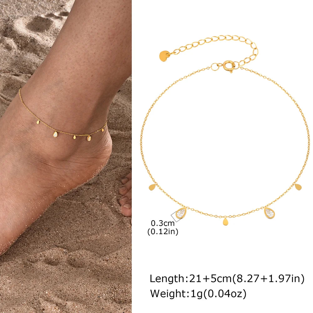 Stainless Steel Heart Anklets