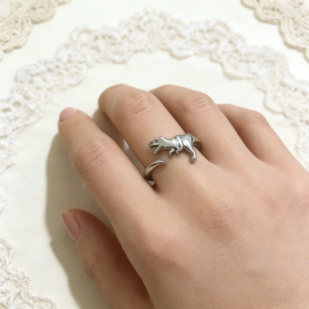 925 silver plated  cute dinosaur ring set