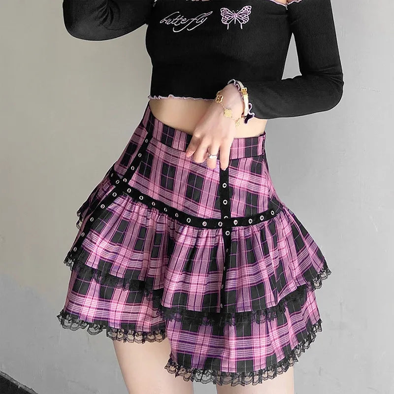 Lace Ruffle Mini Skirt
