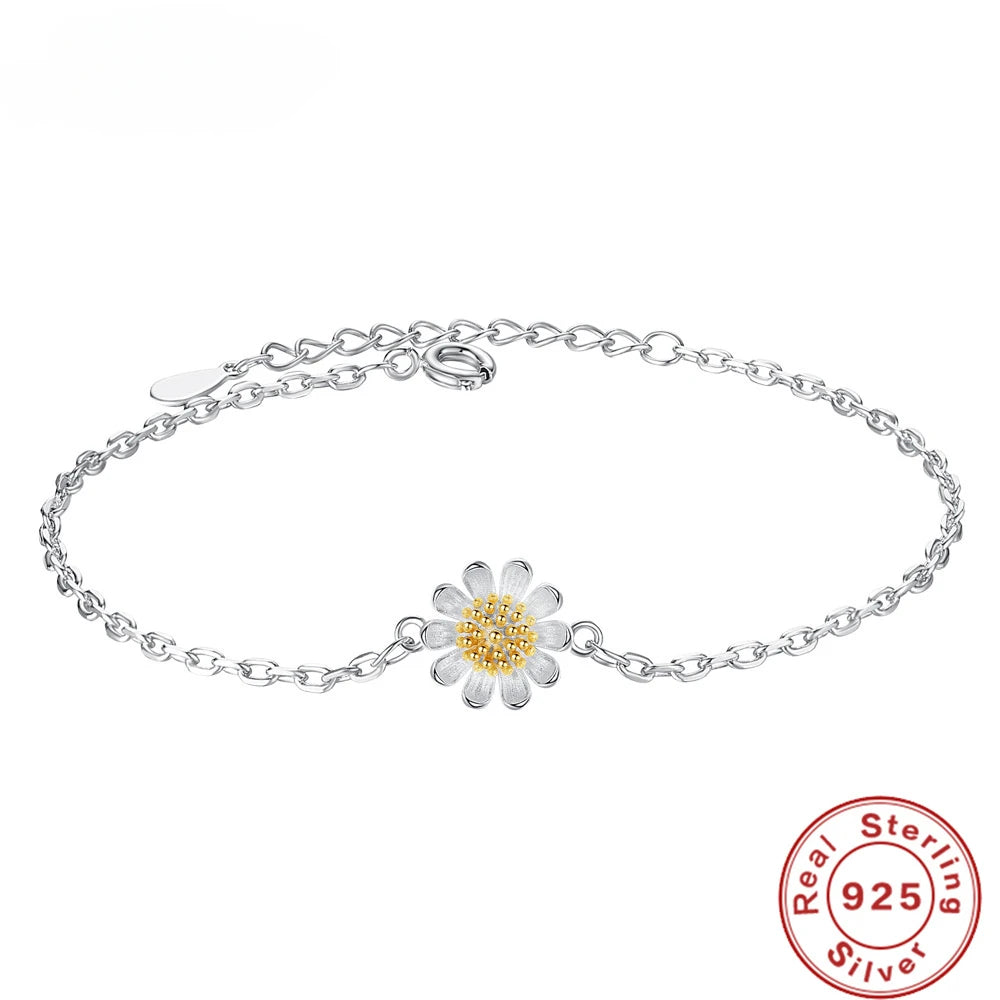 S925 Sterling Silver Bracelet Simple flower