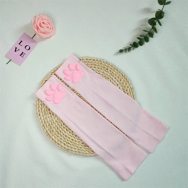 Cute Silicone Cat Paw Pads Arm Warmers