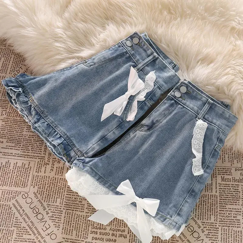 Blue High Waist Denim Shorts