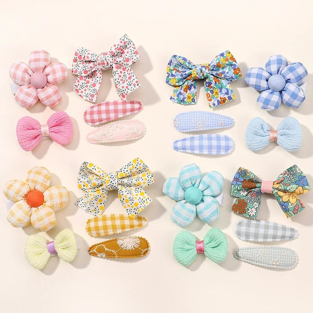5Pcs/Set Cute Floral  Mini  Hair Clip Cute Floral