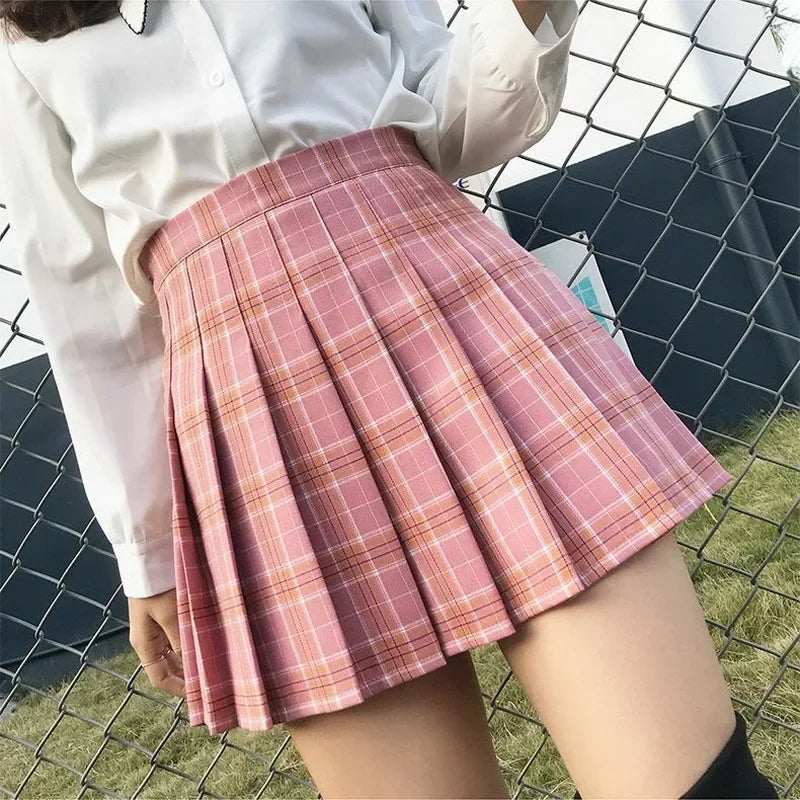 High Waist School Pleated Mini Skirts
