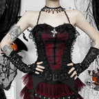 Y2K Skeleton Printed Black Corset/ Crop Top