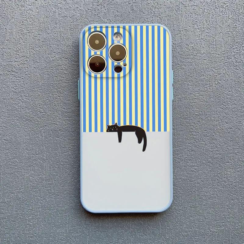 Artistic  Cat Striped Pattern Phone Case For iPhone