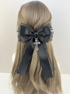 black lace bow hair clip