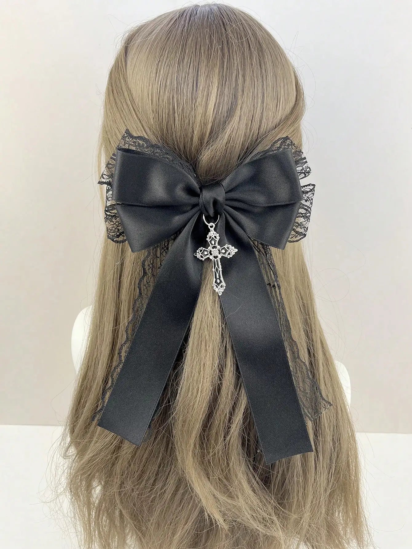 black lace bow hair  hair clip