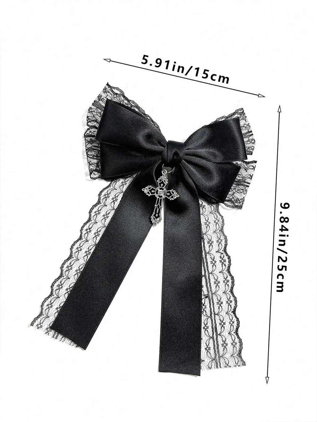 black lace bow hair clip