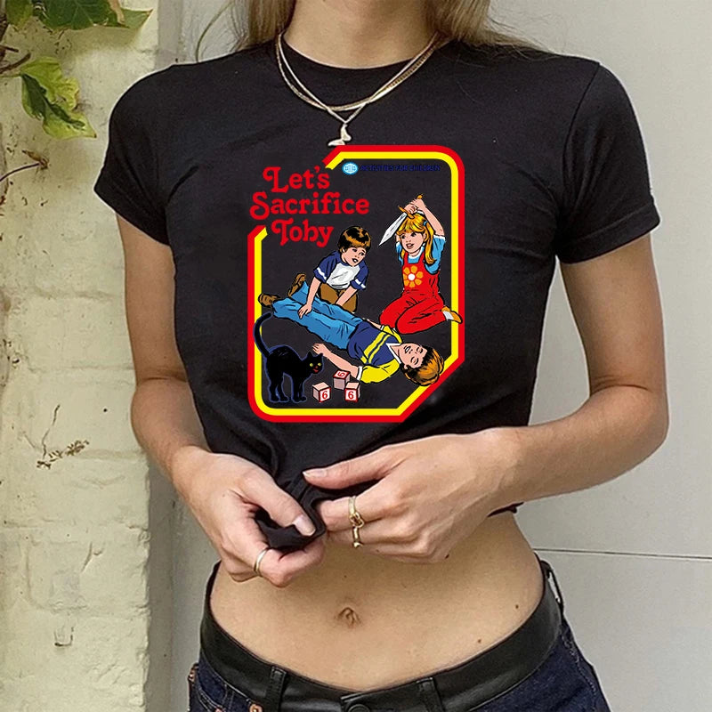 Gothic Horror Y2k Aesthetic  Crop Top
