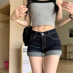 Retro Roll Up Denim Shorts