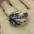 Stainless Steel Vintage Silver Dragon Claw Ring
