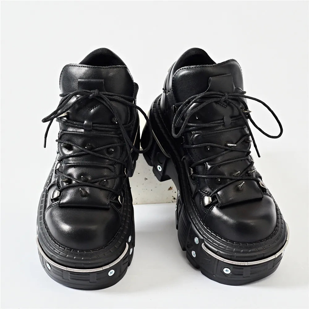 Punk Lace-Up Ankle Boots