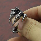 Stainless Steel Vintage Silver Dragon Claw Ring