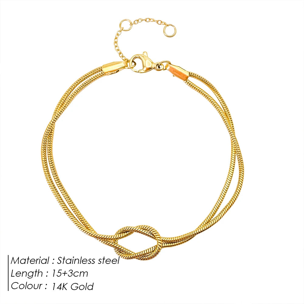 EMancoStainless Steel Gold Plated Knotted  Bracelets