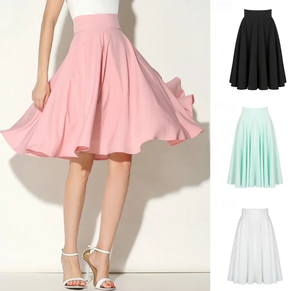 Elegant Solid High Waist Skirt