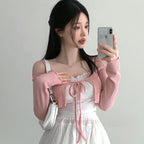 Off Shoulder Lace Up Coat