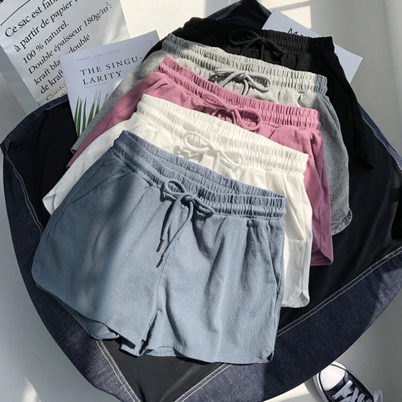 High waisted elastic sports shorts