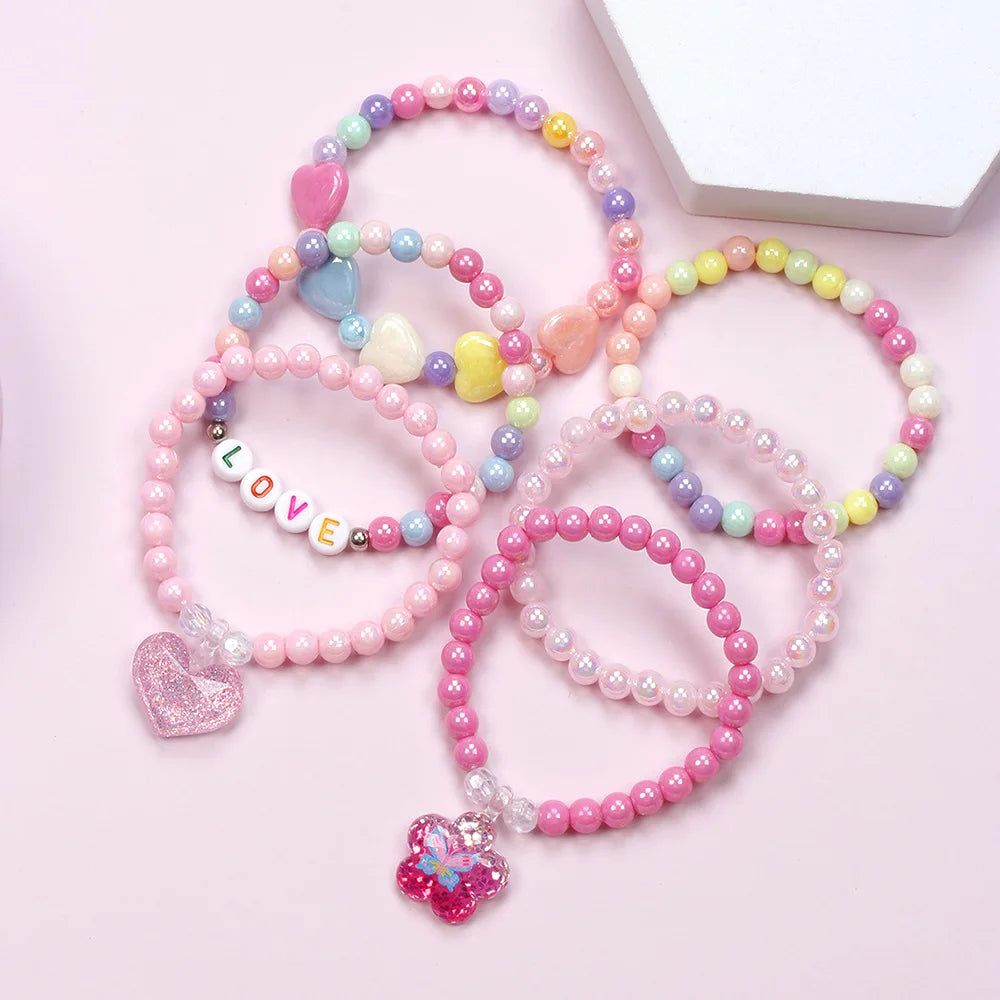 Colorful Acrylic Beaded Bracelet 6-Pack