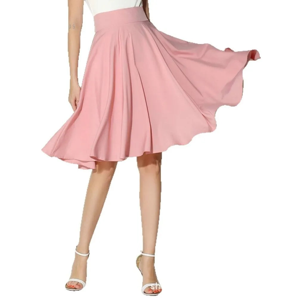Elegant Solid High Waist Skirt