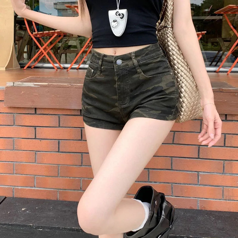 Camouflage Denim Shorts