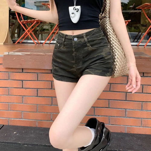 Camouflage Denim Shorts