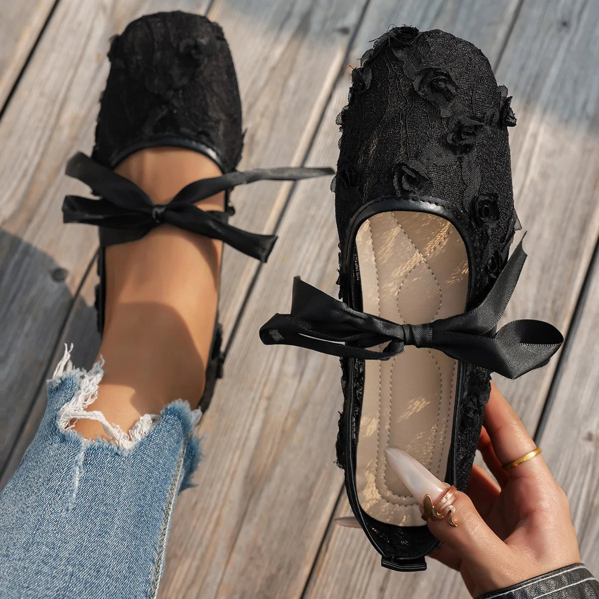 Lace Flower Flat  Shoes