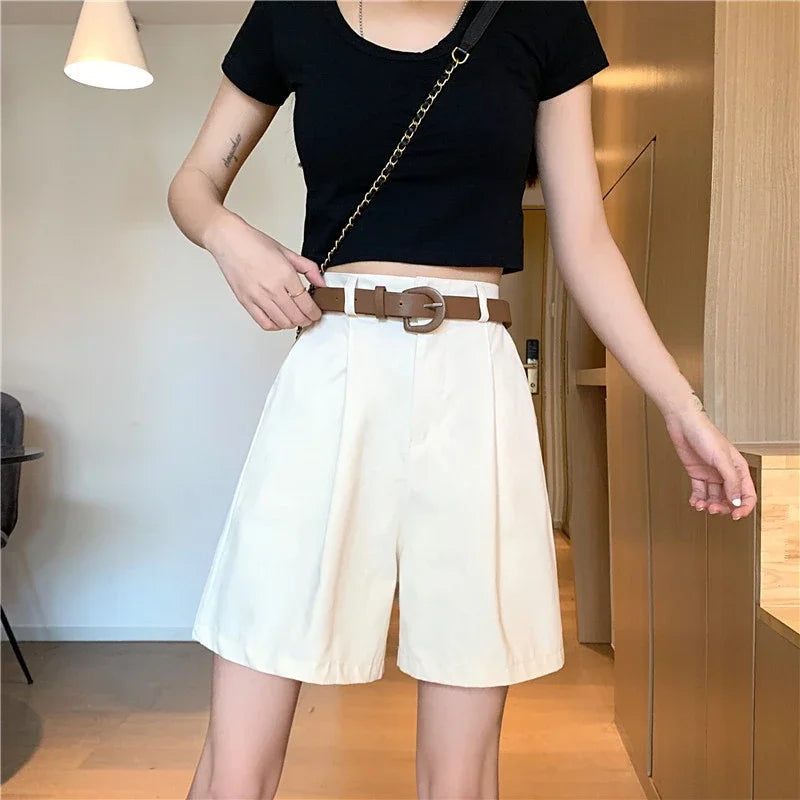 High Waist  Workwear Shorts