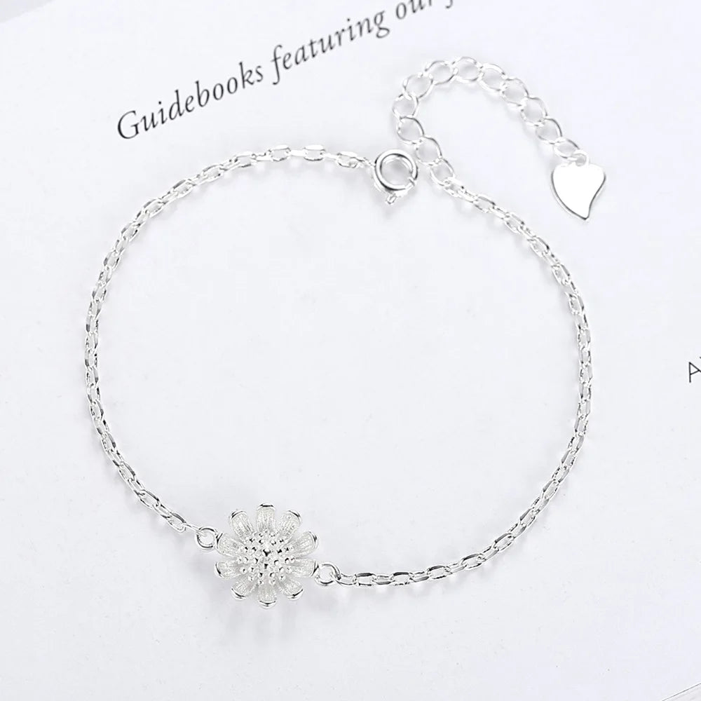 S925 Sterling Silver Bracelet Simple flower