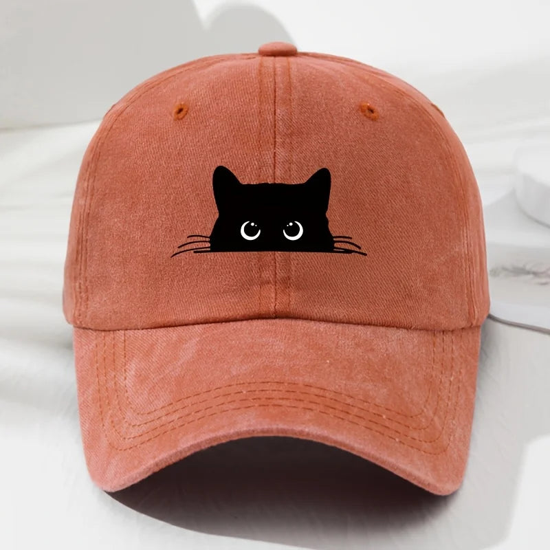 cat printed baseball cap