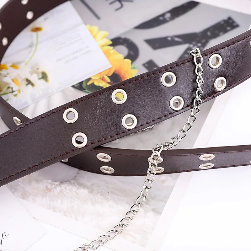 Gothic Double Ring Belt with Chain