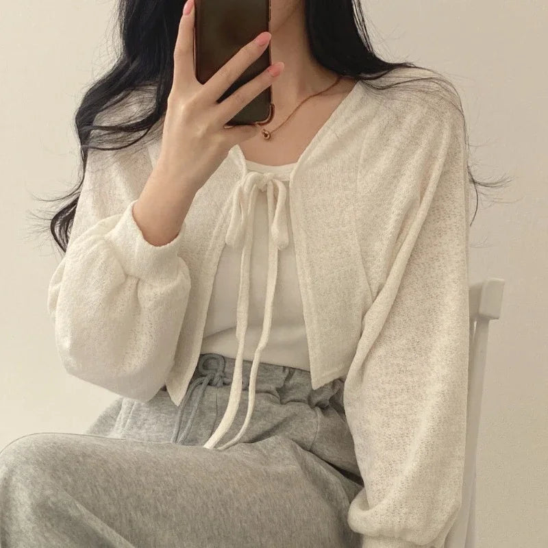 Thin White Cardigan Knitwear Jacket