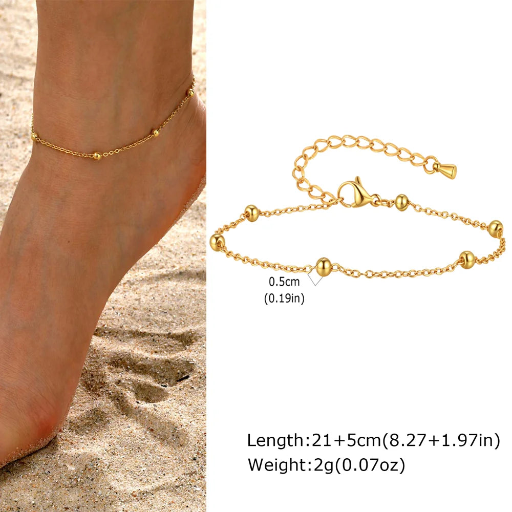 Stainless Steel Heart Anklets