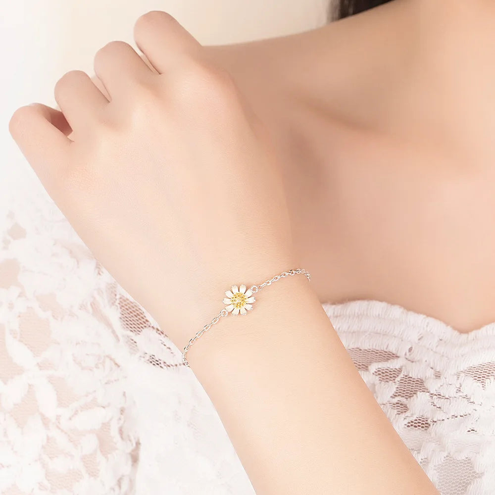 S925 Sterling Silver Bracelet Simple flower