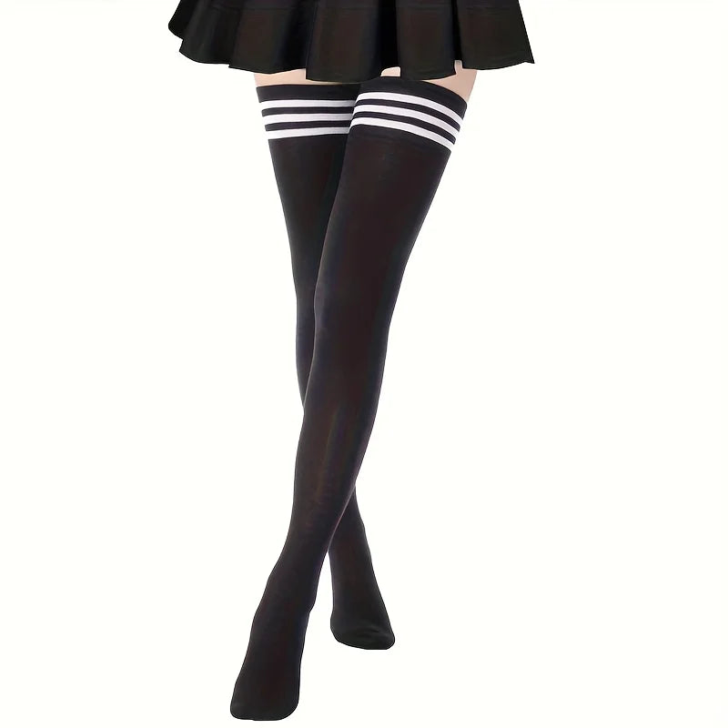 black/white basic Thigh Highs