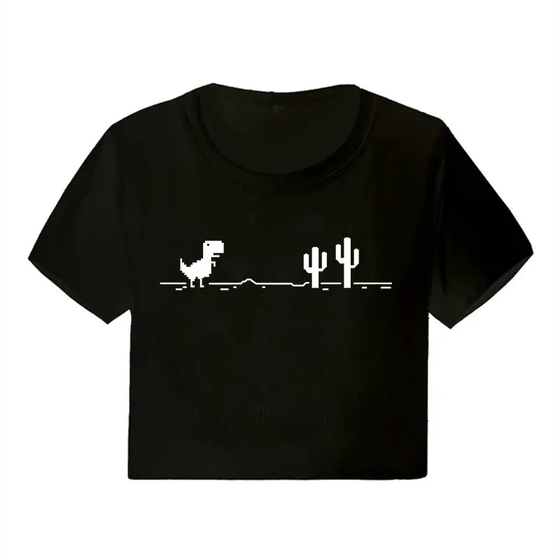 Y2K Casual Crop  Tee Shirt