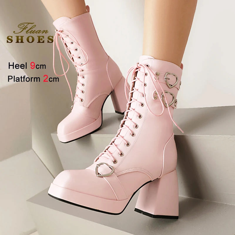 Platform Mid Calf Boots