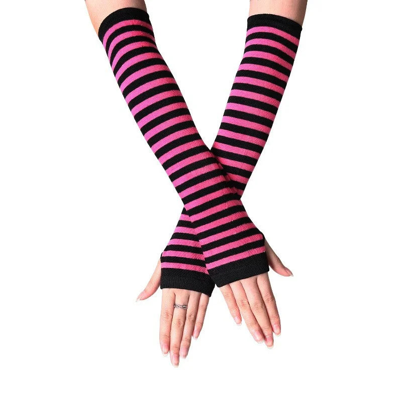 Striped Knitted Arm Warmers