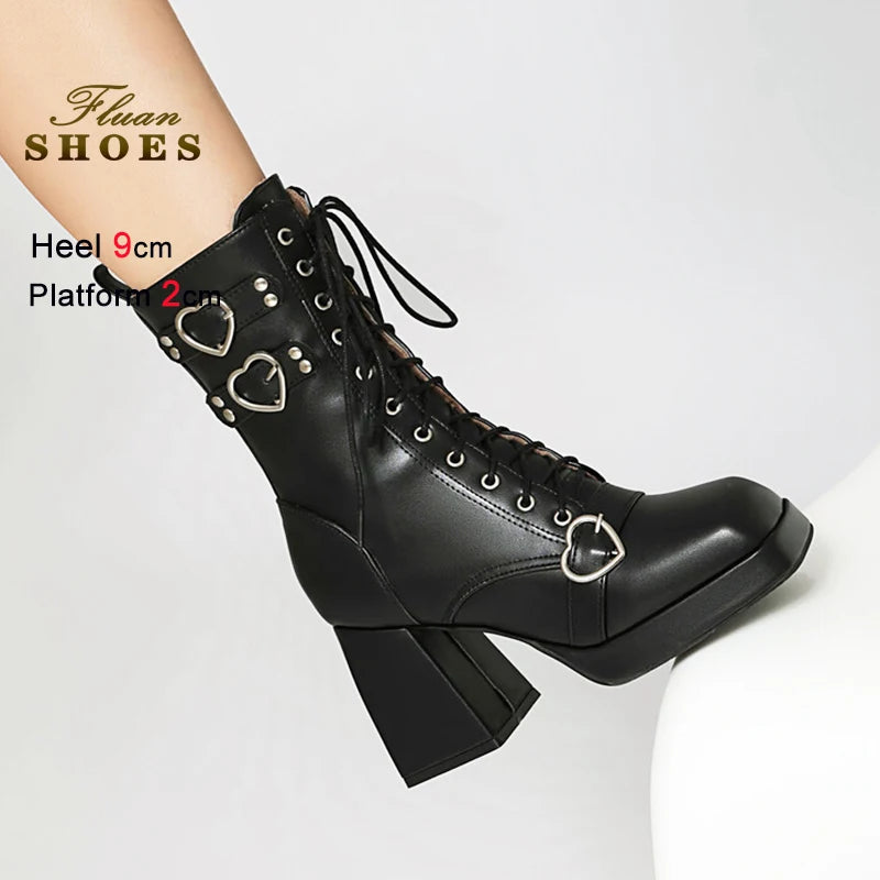 Platform Mid Calf Boots