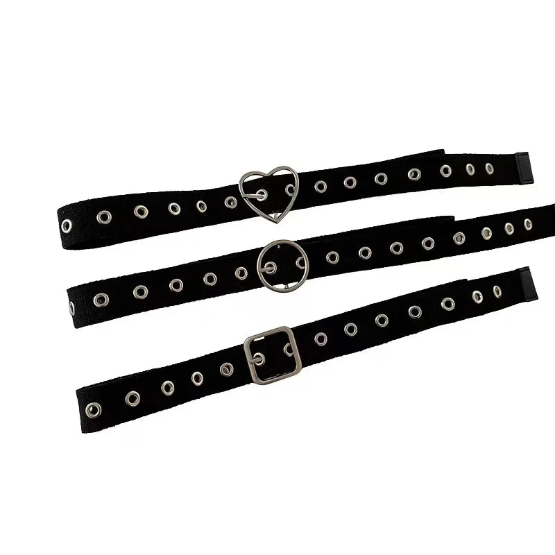 Perforated black canvas belt