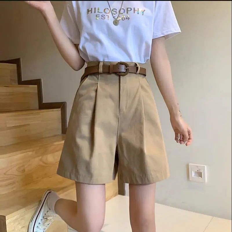 High Waist  Workwear Shorts