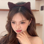 Cute Solid Plush Cat Ears Headband