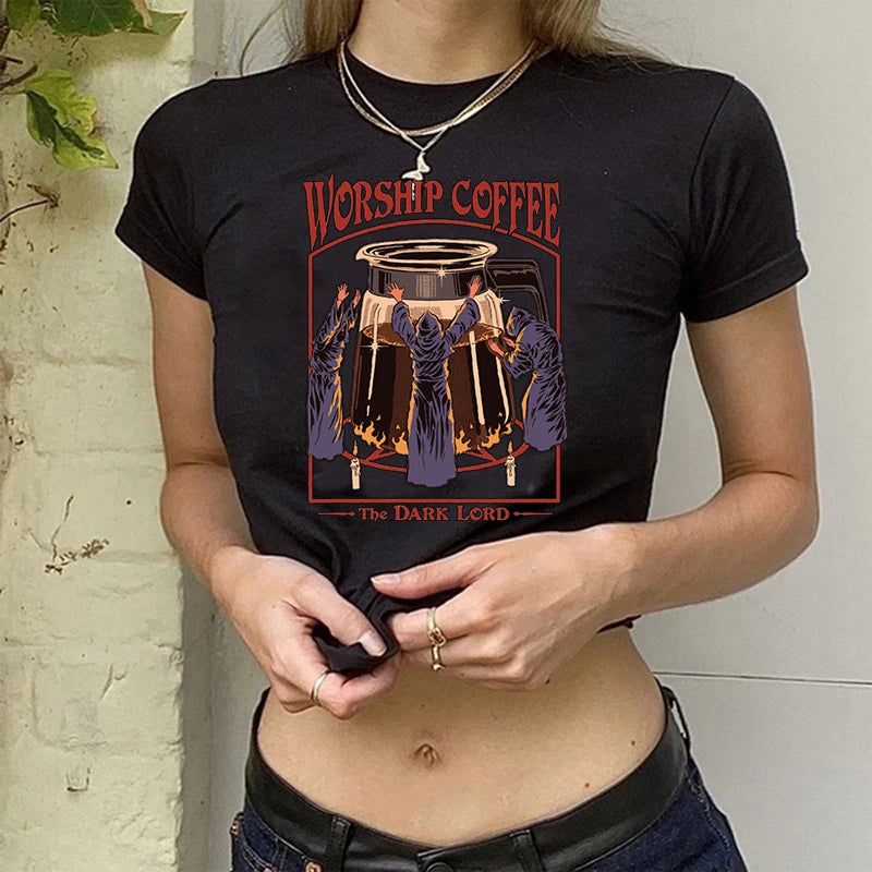 Gothic Horror Y2k Aesthetic  Crop Top